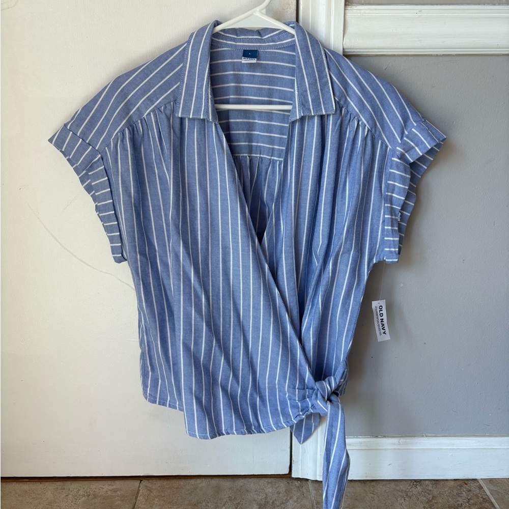Old Navy Blue and White Striped Top